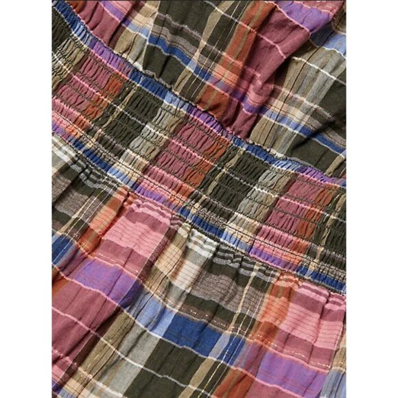 💕VERONICA BEARD💕 Destiny Crinkle Plaid A-Line Dress ~ Olive Green/Pink 8 NWT - Picture 8 of 16